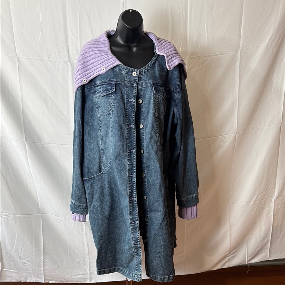 Stylish Women's Denim Jacket with Purple Accents